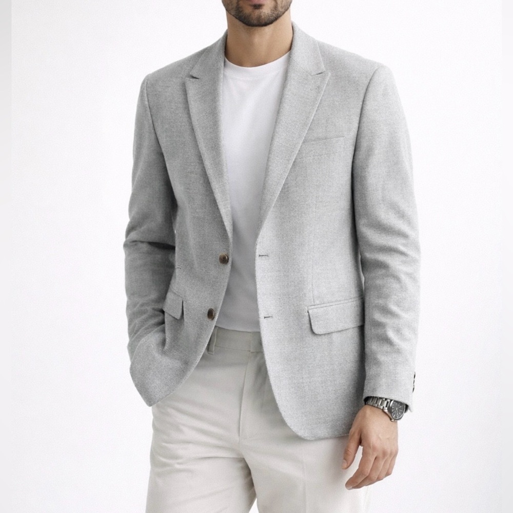 ASOS Design Light Grey Tweed Blazer Jacket.
